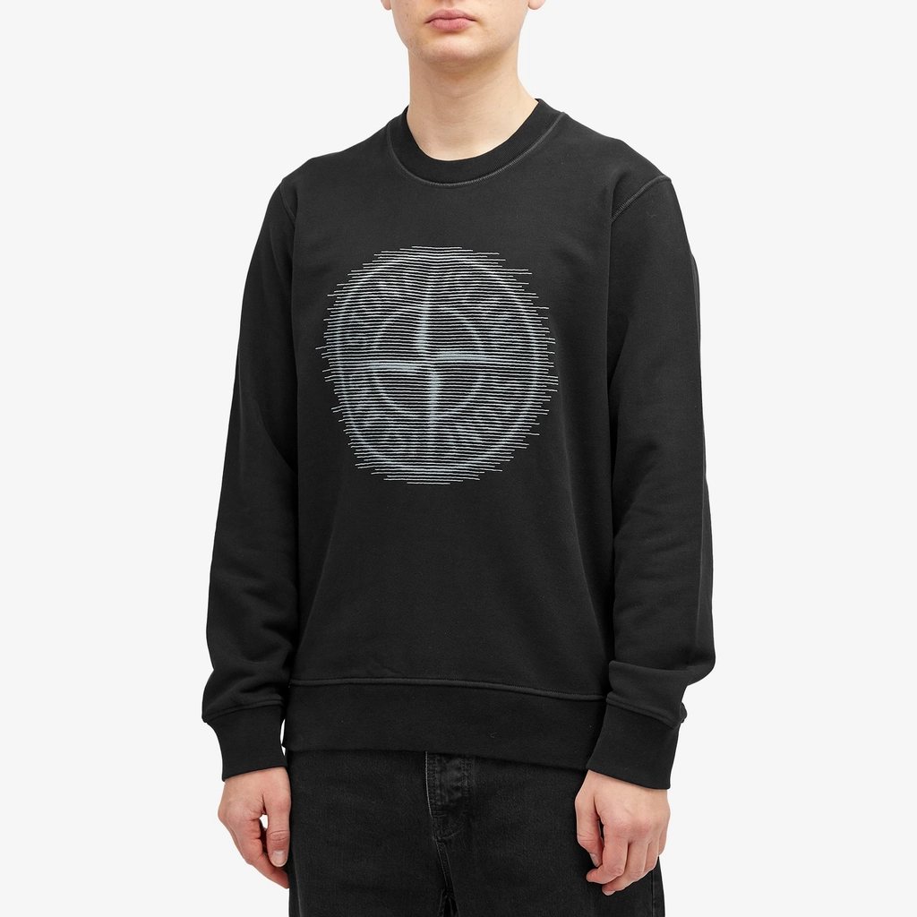 Stone Island Men's Badge Print Crew Neck Sweatshirt Black